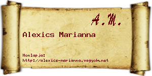 Alexics Marianna névjegykártya