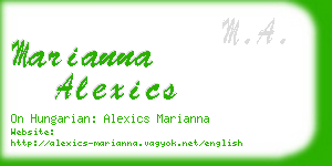 marianna alexics business card